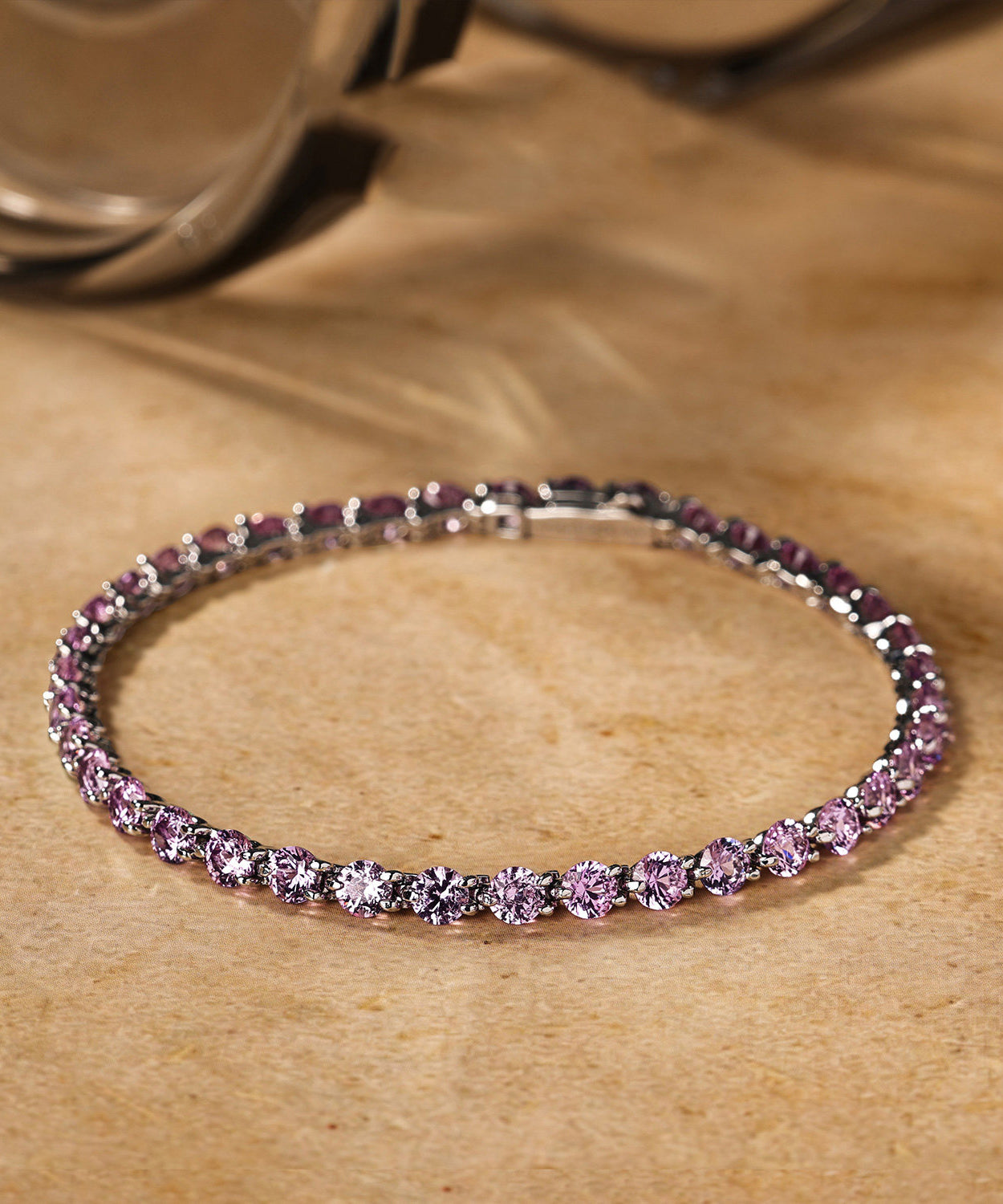 Stylish Green Sterling Silver Zircon Gem Stone Chain Bracelet