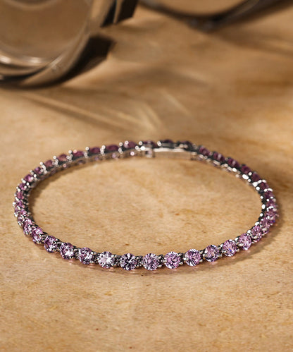 Stylish Green Sterling Silver Zircon Gem Stone Chain Bracelet