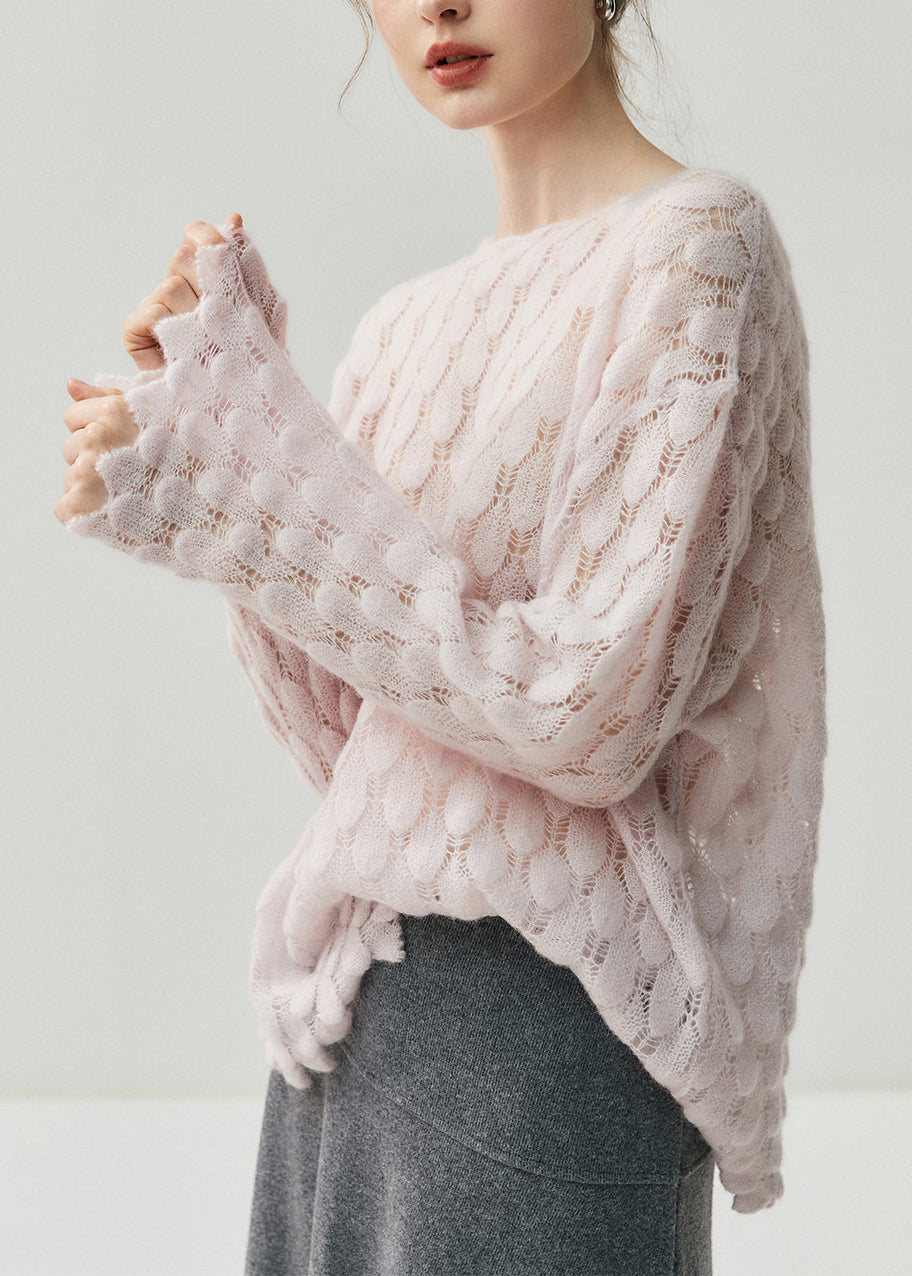 Stylish Grey Cozy Solid Wool Knit Sweaters Flare Sleeve