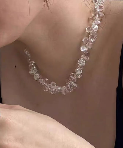 Stylish Irregular Clear Crystal Glass Waterdrop Beading Necklace