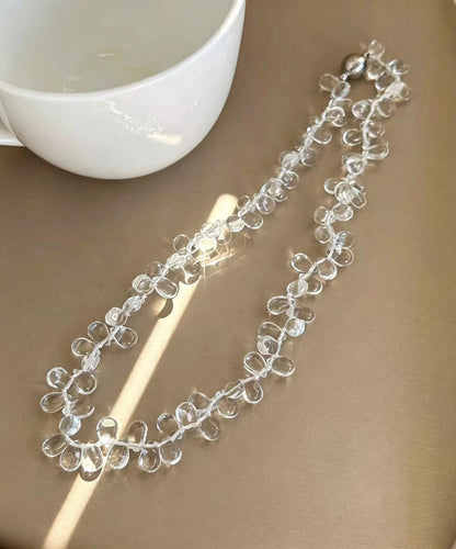 Stylish Irregular Clear Crystal Glass Waterdrop Beading Necklace