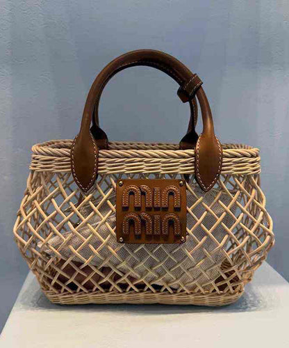 Stylish Khaki Hollow Out Versatile Tote Handbag