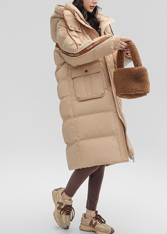 Stylish Khaki Oversized Thick Duck Down Down Jacket Winter
