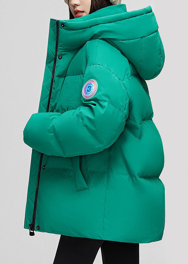 Stylish Lake Green Hooded Thick Duck Down Down Jacket Winter