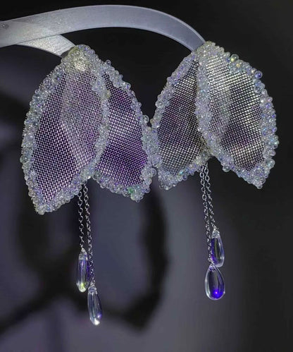 Stylish Mesh Leaf Teardrop Crystal Silver Needle Zircon Alloy Drop Earrings