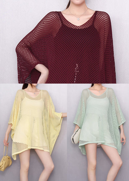 Stylish Mulberry Oversized Tulle Sheer Mini Dress Summer