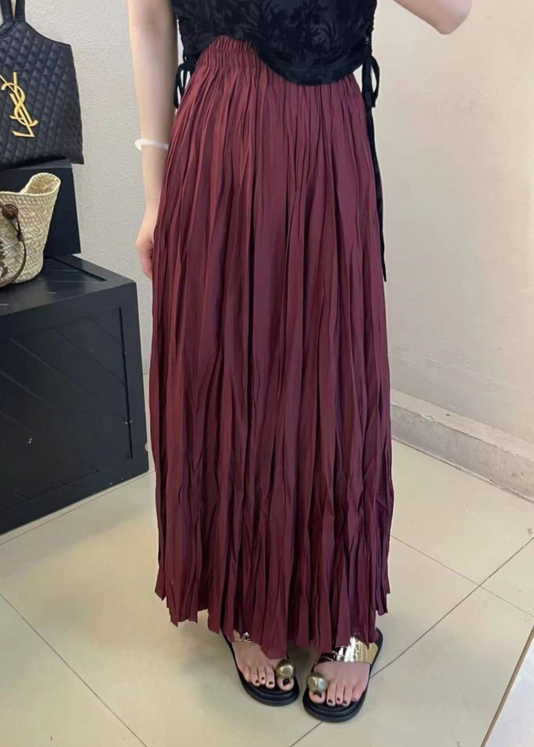 Stylish Mulberry Wrinkled Elastic Waist Cotton Skirt Spring