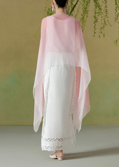Stylish Navy Asymmetrical Print Cami And Pullover Two Pieces Set Summer