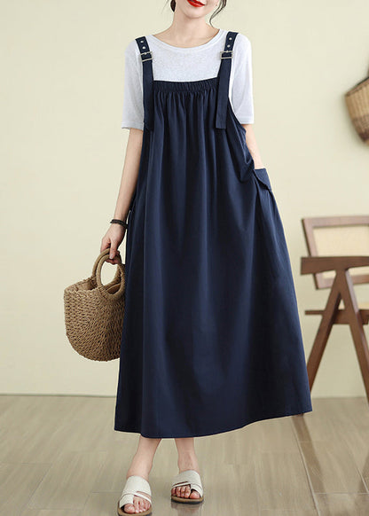 Stylish Navy Exra Large Hem Loose Cami Dress Summer