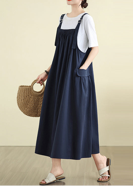 Stylish Navy Exra Large Hem Loose Cami Dress Summer