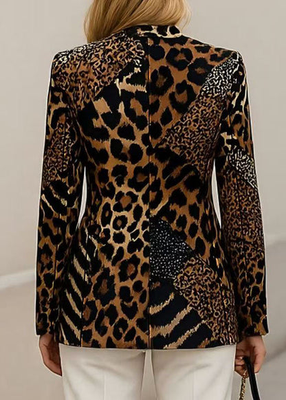 Stylish Peter Pan Collar Print Button Cotton Suit Coat Fall
