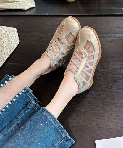 Stylish Pink Breathable Mesh Wedge Heels Shoes Splicing