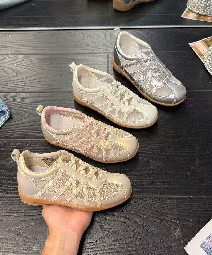 Stylish Pink Breathable Mesh Wedge Heels Shoes Splicing