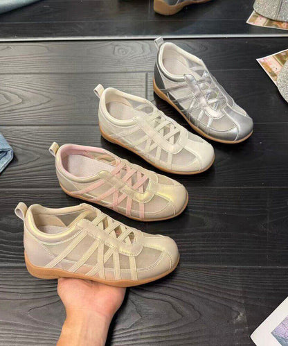 Stylish Pink Breathable Mesh Wedge Heels Shoes Splicing