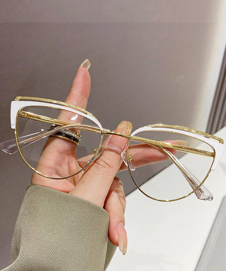Stylish Pink Titanium Alloy Color-Changing Cat Eye Full Frame Reading Glasses