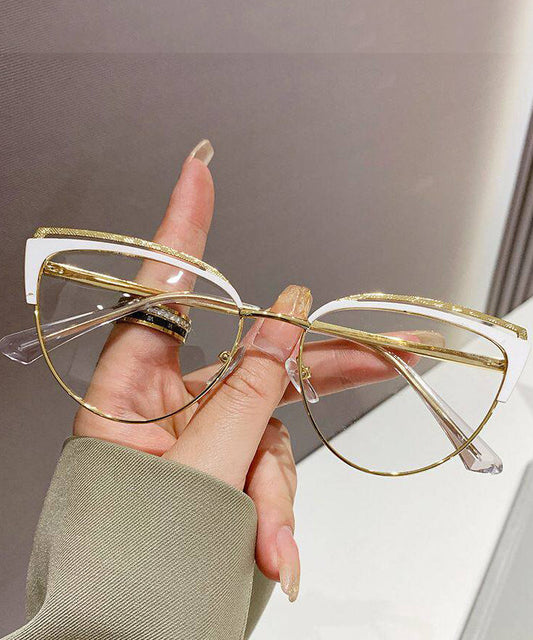 Stylish Pink Titanium Alloy Color-Changing Cat Eye Full Frame Reading Glasses