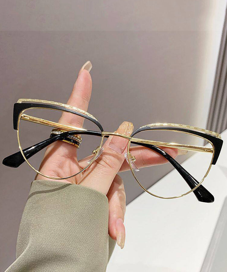 Stylish Pink Titanium Alloy Color-Changing Cat Eye Full Frame Reading Glasses