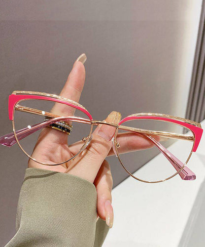 Stylish Pink Titanium Alloy Color-Changing Cat Eye Full Frame Reading Glasses