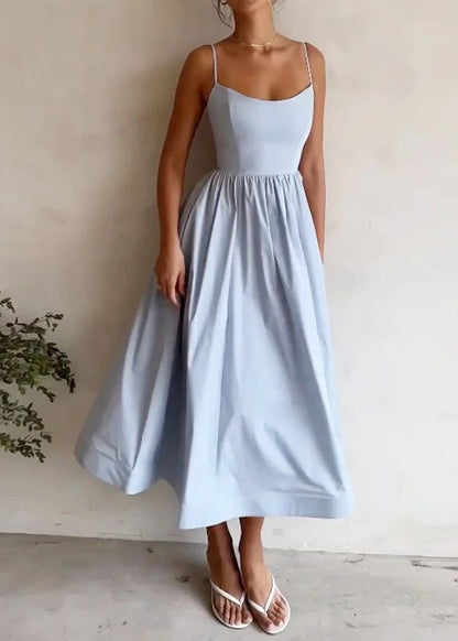 Stylish Pink Wrinkled Cotton Spaghetti Strap Dress Summer