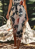 Stylish Print Plus Size Silk Spaghetti Strap Dress Sleeveless