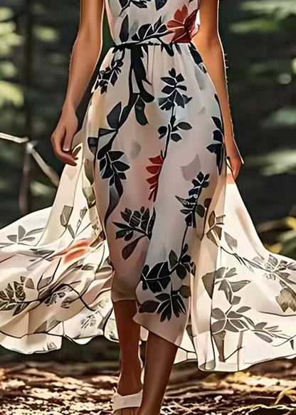 Stylish Print Plus Size Silk Spaghetti Strap Dress Sleeveless