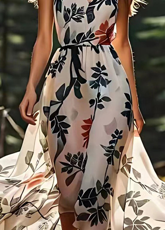 Stylish Print Plus Size Silk Spaghetti Strap Dress Sleeveless