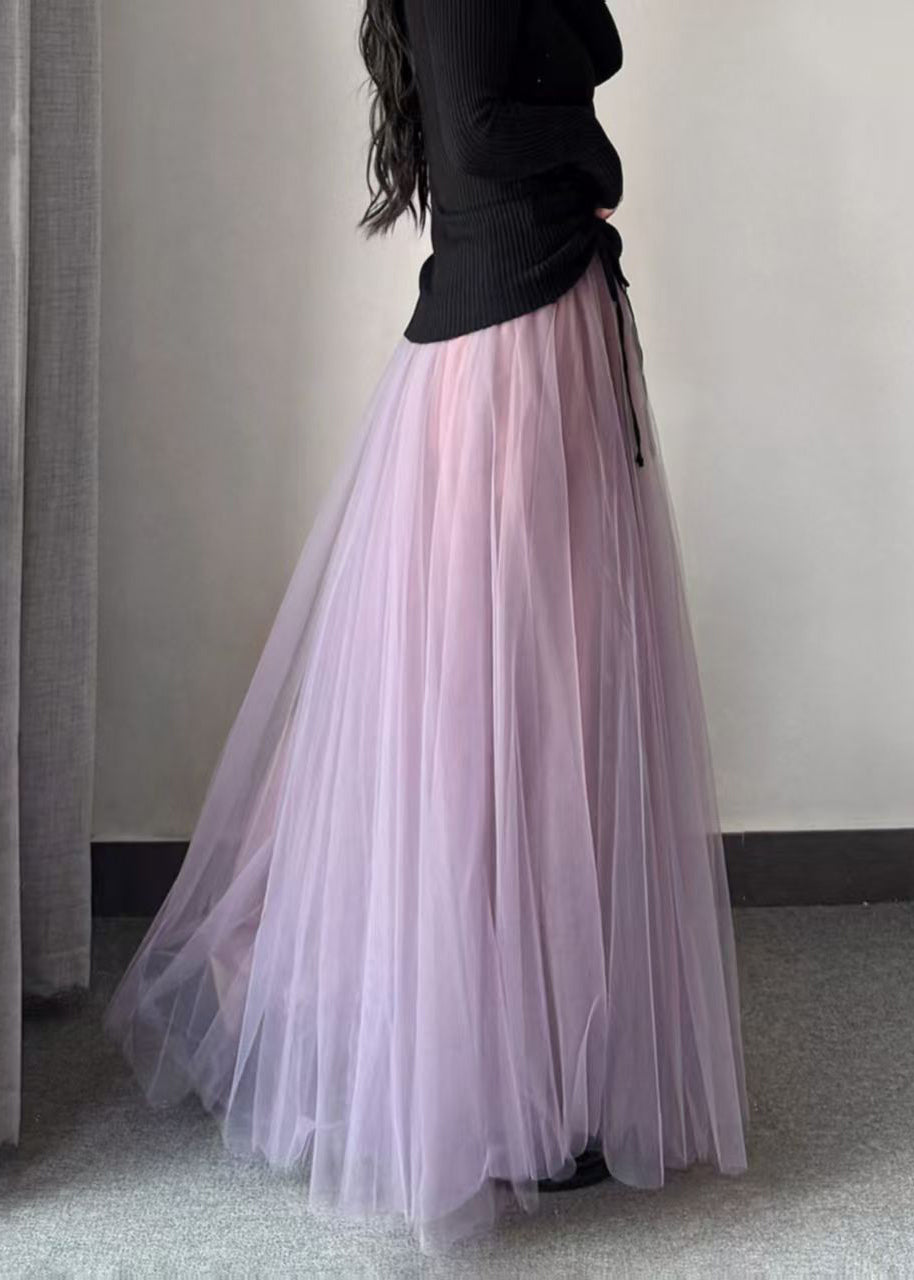 Stylish Purple High Waist Exra Large Hem Tulle Skirt Fall