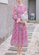 Load image into Gallery viewer, Stylish Purple Print Lace Patchwork Chiffon Holiday Dress Summer