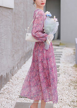 Load image into Gallery viewer, Stylish Purple Print Lace Patchwork Chiffon Holiday Dress Summer
