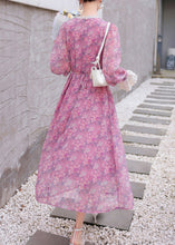 Load image into Gallery viewer, Stylish Purple Print Lace Patchwork Chiffon Holiday Dress Summer
