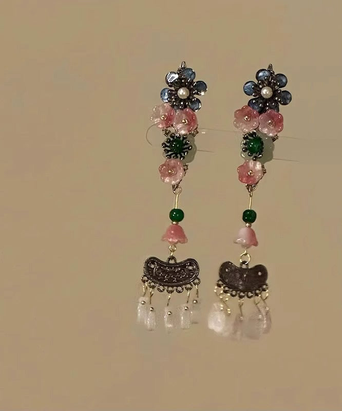 Stylish Rainbow Alloy Floral Pearl Tassel A Pair Hairpin