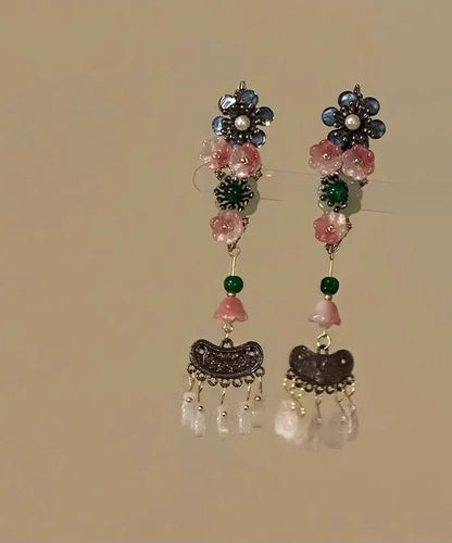 Stylish Rainbow Alloy Floral Pearl Tassel A Pair Hairpin