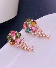 Load image into Gallery viewer, Stylish Rainbow Sterling Silver Overgild Crystal Zircon Stud Earrings