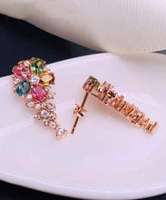 Load image into Gallery viewer, Stylish Rainbow Sterling Silver Overgild Crystal Zircon Stud Earrings