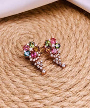 Load image into Gallery viewer, Stylish Rainbow Sterling Silver Overgild Crystal Zircon Stud Earrings