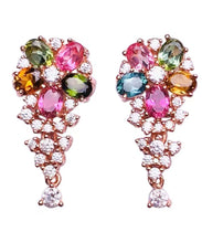Load image into Gallery viewer, Stylish Rainbow Sterling Silver Overgild Crystal Zircon Stud Earrings