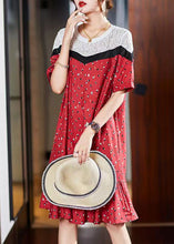 Load image into Gallery viewer, Stylish Red O-Neck Lace Patchwork Long Dress Short Sleeve
