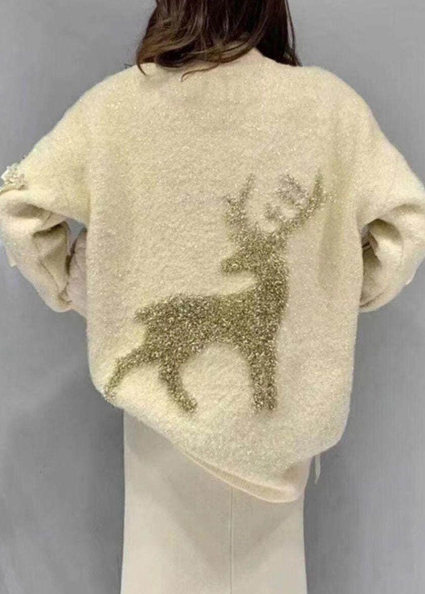 Stylish Red O Neck Patch Loose Knit Sweaters Spring