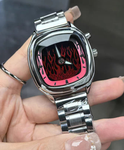 Stylish Red Stainless Steel Dynamic Flame Men Watches