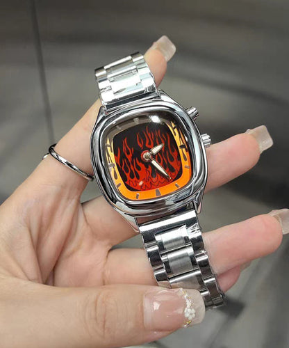 Stylish Red Stainless Steel Dynamic Flame Men Watches