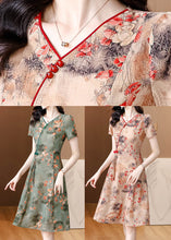 Load image into Gallery viewer, Stylish Red V Neck Print Tasseled Chiffon Mid Dress Summer
