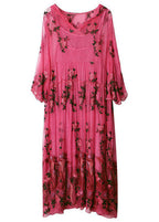 Stylish Rose V Neck Embroidered Hooded Silk Two Pieces Set Dresses Summer