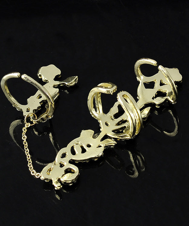 Stylish Rose Zircon Adjustable Metal Connected Ring