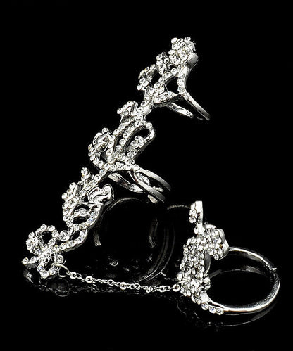 Stylish Rose Zircon Adjustable Metal Connected Ring