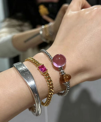 Stylish Silk Alloy Imitation Amethyst Beaded Charm Bracelet