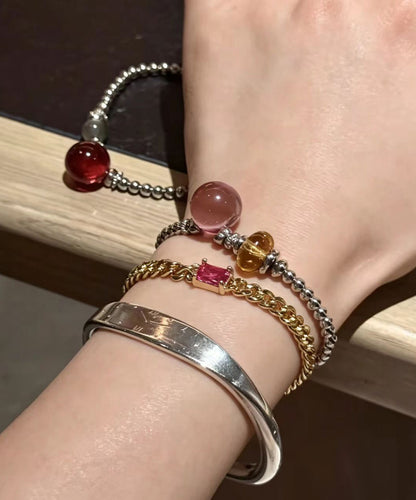 Stylish Silk Alloy Imitation Amethyst Beaded Charm Bracelet
