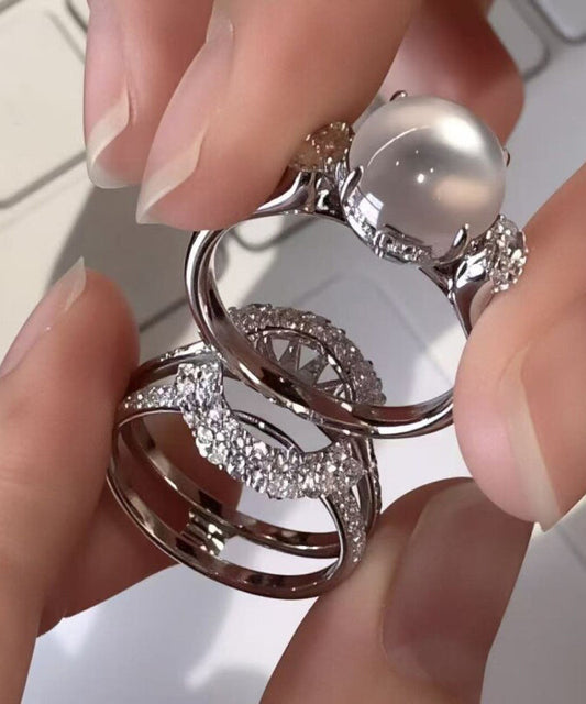Stylish Silk Alloy Zircon Crystal Rings Two-Piece Set