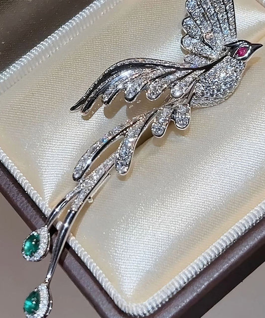 Stylish Silk Alloy Zircon Phoenix Crystal Brooches