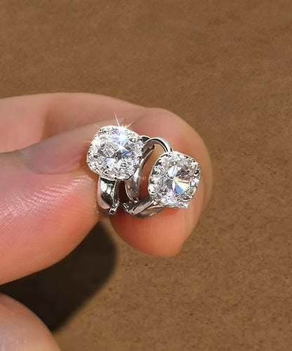 Stylish Silk Alloy Zircon Silver Needle Stud Earrings