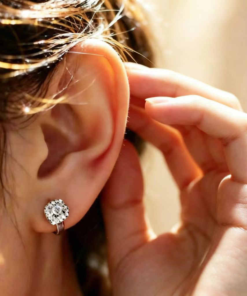 Stylish Silk Alloy Zircon Silver Needle Stud Earrings